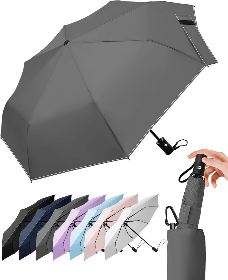 Lilac Compact Travel Windproof Umbrella, 43" Auto open/close Folding Quick Dry Umbrellas for Rain, Lightweight Portable Small for Backpack Car, Thoughtful Gift for Women Men Kids, TSA Approved - Image 1